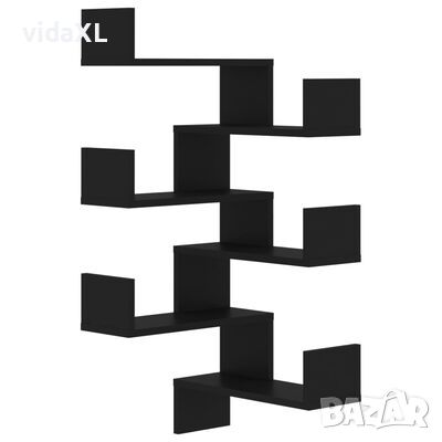 vidaXL Стенни ъглови рафтове, 2 бр, черни, 40x40x50 см, ПДЧ(SKU:807226