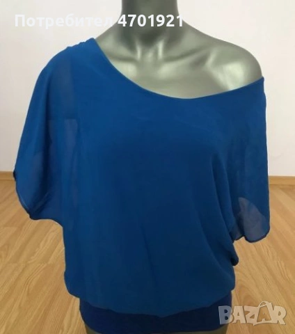 Синя дамска блуза с панделка на гърба, снимка 2 - Корсети, бюстиета, топове - 53216119