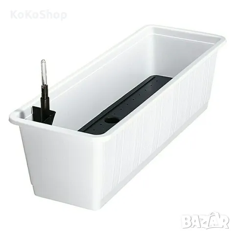 Сандъче за цветя с поливна система-100х20х17 см./бяло сандъче за цветя