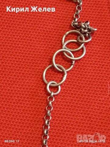 Елегантно сребърно колие с кристални топчета винтидж стил майсторска изработка 52951, снимка 5 - Колиета, медальони, синджири - 53411350