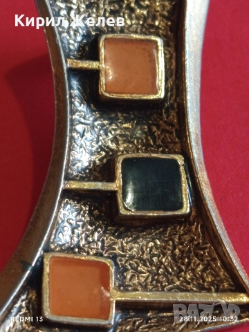 Винтидж брошка с абстрактен дизайн дизаинеско бижу с ЦИТРИН и ОНИКС 52228, снимка 3 - Други - 52570490