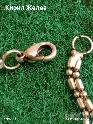 Елегантна сребърна гривна с двойна верижка и виолетови камъни стил и класа 40070, снимка 5 - Гривни - 52863096