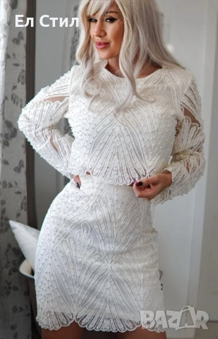 📌#Дамски #комплект с #мъниста Две части М Л размер Цена 150лв./76.69 € Еконт, снимка 4 - Комплекти - 52436273