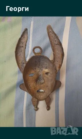 Бронзова маска-3, снимка 4 - Антикварни и старинни предмети - 50109546