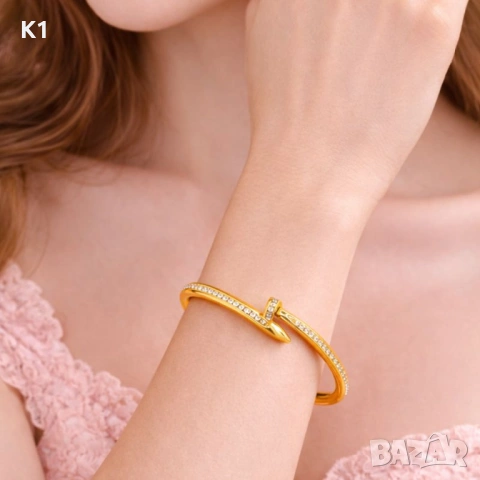 Хит Гривна Пирон Cartier Juste un Clou с камъни, снимка 3 - Гривни - 53993421