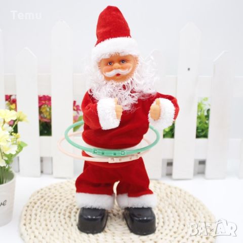 Музикален Дядо Коледа, въртящ обръчи, 30см, снимка 7 - Декорация за дома - 45827367