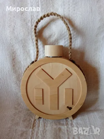 Дървена бъклица със стъклен контейнер 100мл. и български символи и знаци., снимка 6 - Български сувенири - 50374422