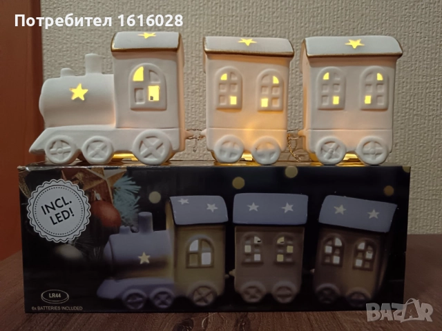 Керамичен Коледен светещ влак., снимка 3 - Декорация за дома - 52346515