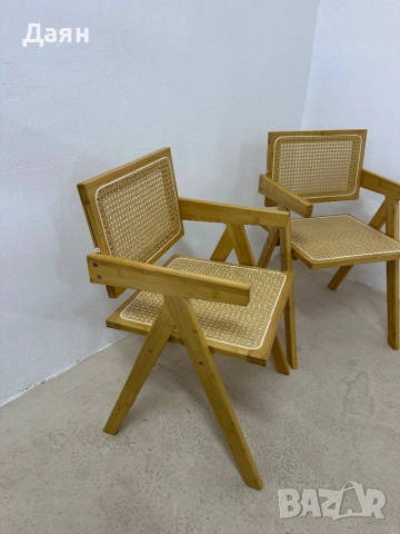 Комплект от 2 стола Costway от ратан с рамка от естествен бамбук - естествен цвят, снимка 3 - Столове - 53706664