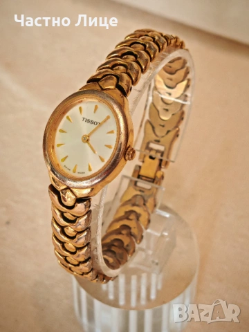 Прекрасен Оригинален Швейцарски Позлатен Дамски Ръчен Часовник TISSOT Дължина 18,5 см