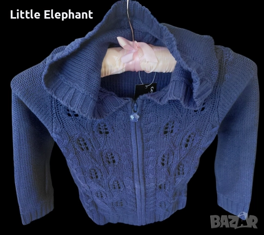 Дебела тъмно синя жилетка с качулка за 3-4 год мом,plein,Англия/нова