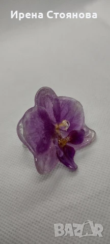 Регулируем пръстен с естествен цвят на орхидея. , снимка 13 - Пръстени - 50565167