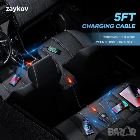 LENCENT 5-портово многопортово зарядно за кола с USB-C, 31W USB-C, снимка 4 - Друга електроника - 50676038