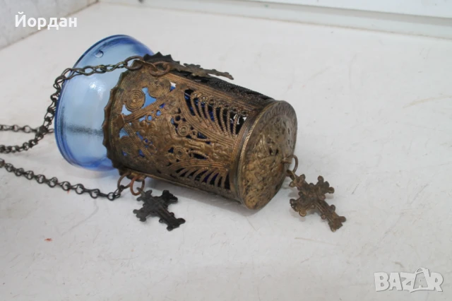 Старо бронзово кандило, снимка 5 - Антикварни и старинни предмети - 50448005