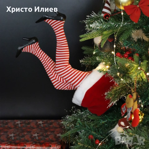 Декорация за коледна елха подвижни крака на дядо коледа или елф жена, снимка 2 - Декорация за дома - 53764354