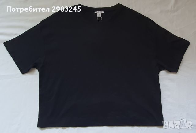 Дамска черна тениска с къси ръкави , снимка 1 - Тениски - 46062344