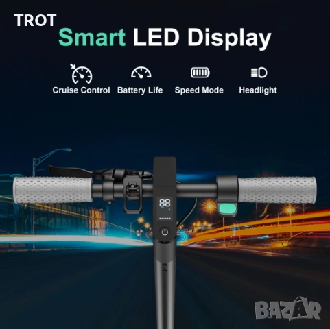 V8 Електрическа Тротинетка - 36V 10.5Ah с 350W Безчетков мотор, развиваща до 30 км/ч и до 120 кг, снимка 4 - Други спортове - 52153062