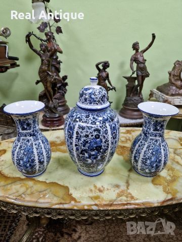 Уникален комплект антикварни колекционерски холандски порцеланови вази Delft , снимка 2 - Вази - 45220144