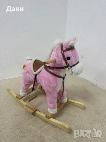 Дървен люлеещ се кон HOMCOM с музика, звук и седло за деца от 3 до 6 години, снимка 5 - Други - 53233102