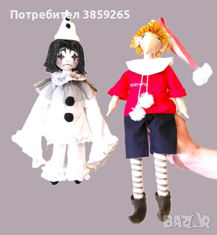 Кукла Пиеро. Ръчно изработена. Приказен герой. , снимка 3 - Кукли - 52976262