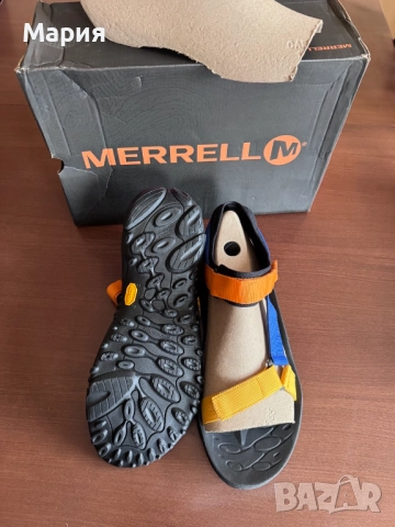 нови големи мъжки сандали Merrell, за разходка, размер 47, цвят син/оранжев, снимка 4 - Мъжки сандали - 51995731