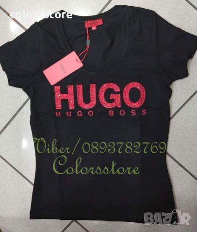Дамска Черна тениска Hugo Boss-SS143m, снимка 1 - Тениски - 45520106