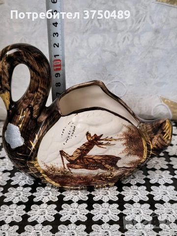 Декоративна порцеланова кашпа във формата на лебед, снимка 4 - Колекции - 53901631