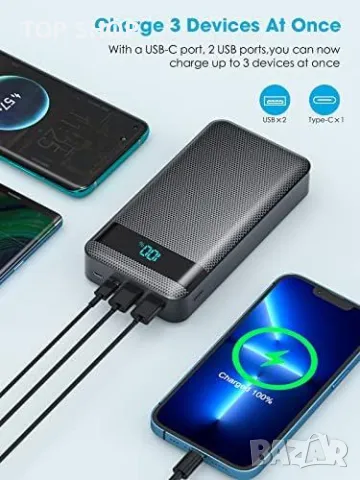 Нова Преносима батерия 30000mAh, USB-C, 4 порта за зареждане Power Bank, снимка 2 - Външни батерии - 49409704