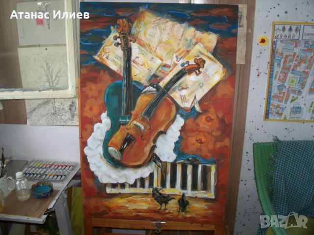 Композиция, картина на художничката Десислава Илиева, снимка 2 - Картини - 46423311