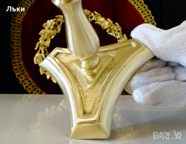 Уникален бронзов свещник Art Deco,14 см. , снимка 3 - Антикварни и старинни предмети - 53035379