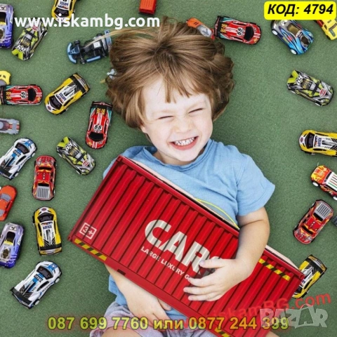 Детски гараж-контейнер за колички с 48 броя коли и писта  - КОД 4794, снимка 9 - Коли, камиони, мотори, писти - 53954580