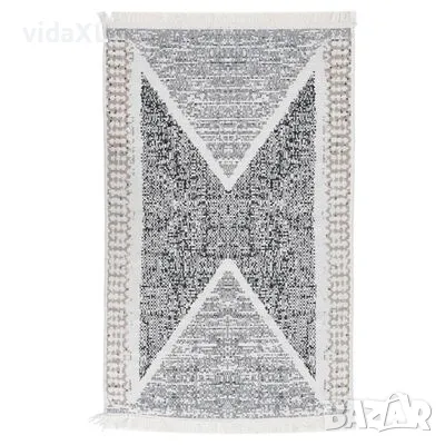 vidaXL Килим, черно и сиво, 160x230 см, памук（SKU:340091, снимка 1 - Килими - 47375068