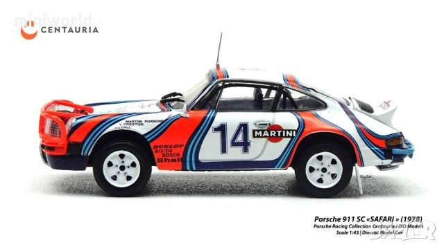 Porsche 911 SC Rally SAFARI 1978 - мащаб 1:43 на Centauria/IXO моделът е нов в PVC дисплей-кейс, снимка 3 - Колекции - 53572025