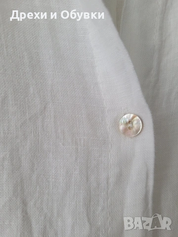 Бяла рокля тип риза 100% ЛЕН PLAZA NERA , снимка 4 - Рокли - 54157785