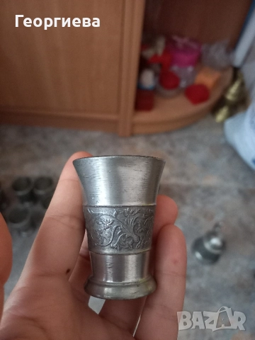 Оловно-цинкови немски чашки и малка халба, снимка 15 - Антикварни и старинни предмети - 51702934