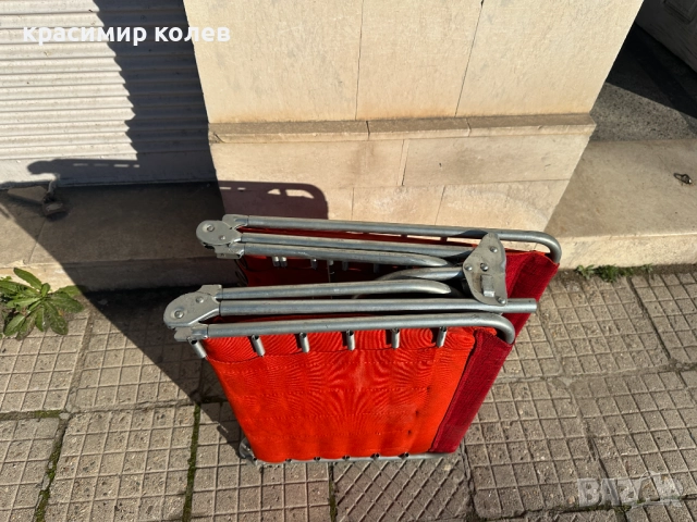  немски сгъваем шезлонг / походно легло тип „къмпинг“ с метална рамка и мек матрак, снимка 3 - Къмпинг мебели - 52914947