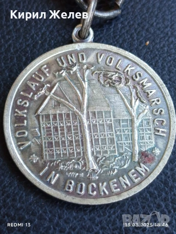 Медал Народен крос и народен поход Бокенем Германия за КОЛЕКЦИЯ 34957, снимка 2 - Антикварни и старинни предмети - 51357334
