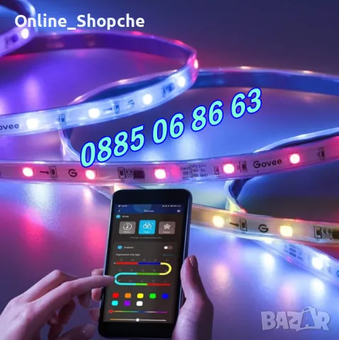 Многоцветна LED лента 2 м с Bluetooth, ЛЕД диодна лента с управление от телефон , снимка 3 - Декорация за дома - 48093923