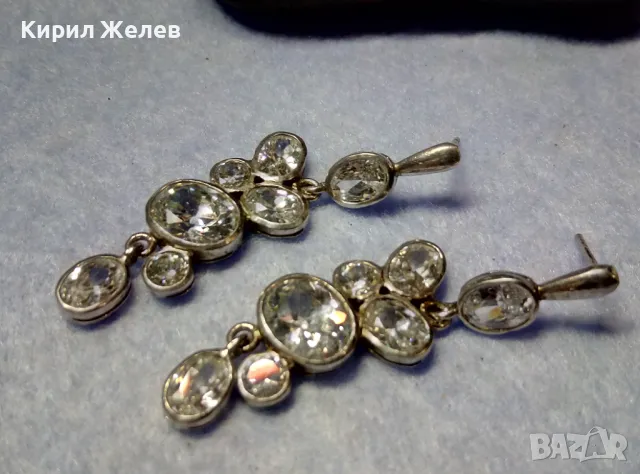 СКЪПОЦЕННИ СРЕБЪРНИ ОБЕЦИ РОДИРАНО СРЕБРО 925 с ЮВЕЛИРНО ФАСЕТИРАН МОЙСАНИТ ЧАСТ от КОМПЛЕКТ 38702, снимка 7 - Обеци - 50335953