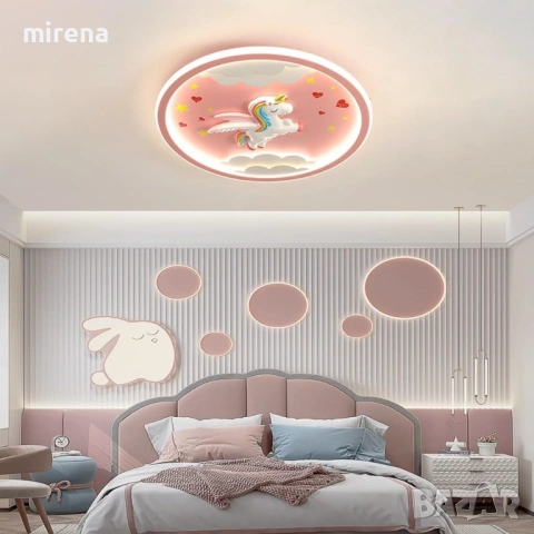 LED лед лампа осветление розов полилей, димируема еднорог детска н236, снимка 3 - Лампи за таван - 53838428