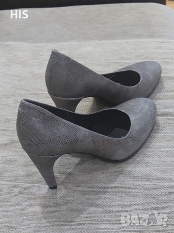 Ecco елегантни дамски обувки с ток, нови, 36 номер, естествена кожа, сиви, снимка 1 - Дамски елегантни обувки - 39868851