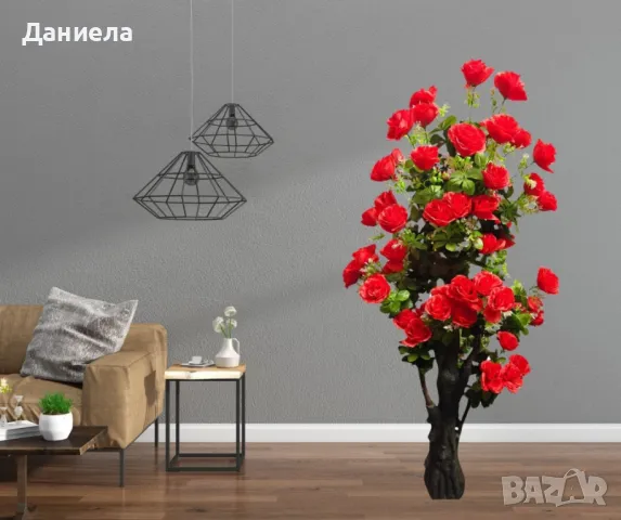 Изкуствено дръвче с червени рози ,1.70 м, снимка 3 - Декорация за дома - 49813035