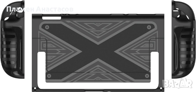 Nintendo Switch 2 Grip Case – тънък защитен кейс с X-pattern дизайн за конзола и Joy-Cons, черен