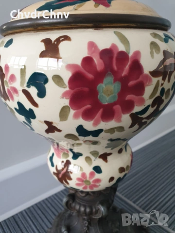 L&B Brevetes 62см/колекционерска стара френска бронзова газена лампа, снимка 8 - Антикварни и старинни предмети - 54091435