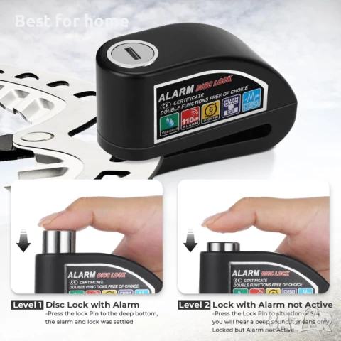 YOHOOLYO Дискова ключалка за аларма против кражба за мотоциклет ,велосипеди,  скутери, снимка 4 - Аксесоари и консумативи - 50591403