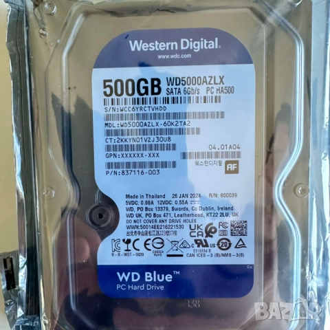 Нов Хард диск за компютър/DVR WD 500GB 3.5" SATA, снимка 3 - Твърди дискове - 51540952