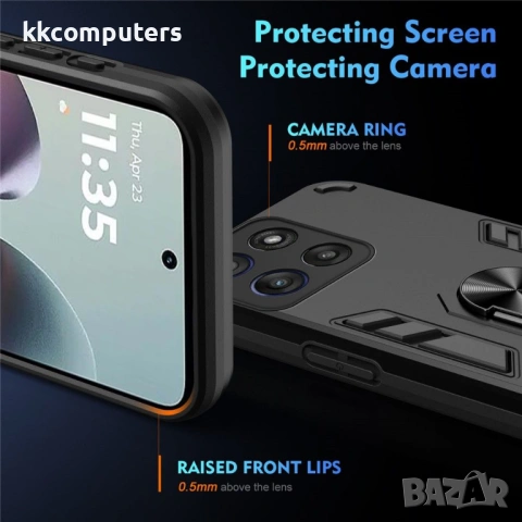 Калъф за Motorola Moto G56 5G с Въртящ се Пръстен - PC + TPU, Защита при падане, 0.5mm Повдигнати Ръ, снимка 5 - Калъфи, кейсове - 53510503
