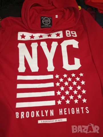 Skate Nation Red Hoodie "NYC BROOKLYN HEIGHTS" Size S/M, снимка 2 - Спортни дрехи, екипи - 52234448