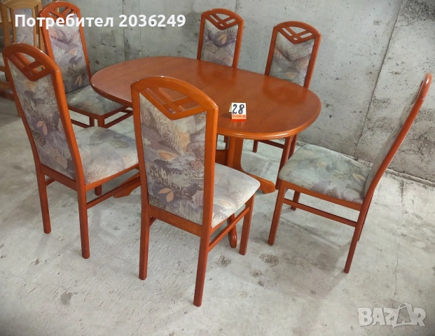 Комплект масивна разтегателна маса с 6 стола, снимка 3 - Маси - 52009653