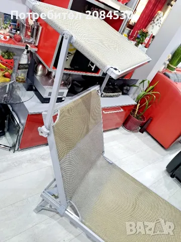 Алуминиев шезлонг със сенник 187/62см, снимка 9 - Градински мебели, декорация  - 49700472